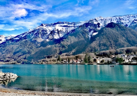 Mountain lake Swiss Alps - alpok, falu, hegy, hotakaro, svajc, tajkep, termeszet