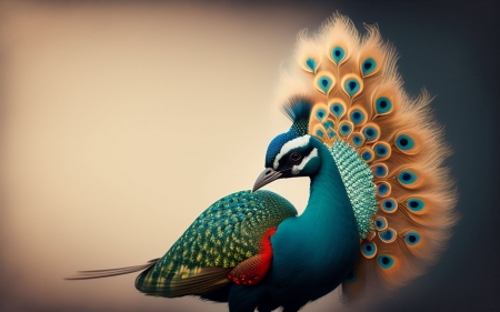 Peacock - art, bird, digital, feathers