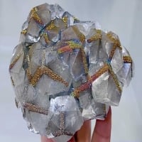 Benz calcite, golden shiny Rare colored pyrite grows on calcite