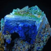 Malachite and Azurite on Limonite