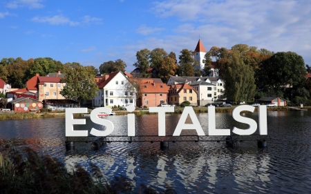 Talsi, Latvia - Latvia, houses, lake, town, church
