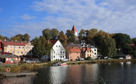 Talsi, Latvia - Talsi, Latvia, lake, houses