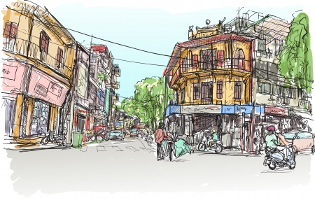 street wallpaper - building, paint, street, pencil