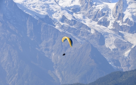 Paragliding in Mountains - parachute, paragliding, mountains, nature