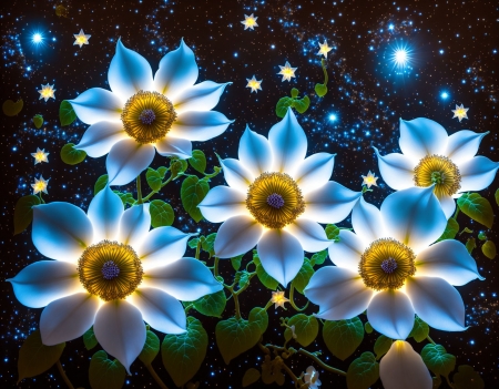 Moonlit flowers - Fantasy & Abstract Background Wallpapers on Desktop