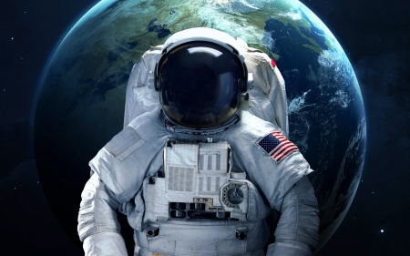 American Astronaut - space, astronaut, earth, suit