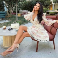 Model in white dress
