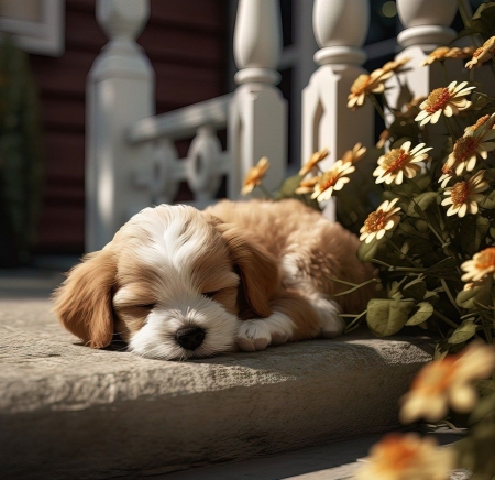 Sleeping puppy - alvo, aranyos, hazi kedvenc, kiskutya, kolyokkutya