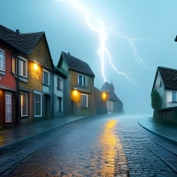 Stormy village