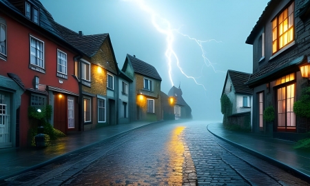 Stormy village