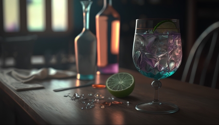 Cocktail on the bar - Liquid, Lemon, Nightclub, Counter