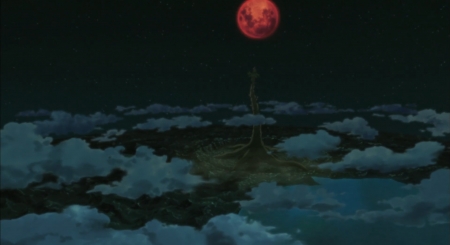 Divine tree - Shinju, Moon, Manga, Clouds, Land, Night, Eye Of The Moon, Fourth Shinobi World War, Naruto, Anime, Uzumaki, Water, Ten Tails, Birth Of The Ten Tails Jinchuriki Arc, Sea