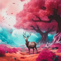 Deer in the colorful forest