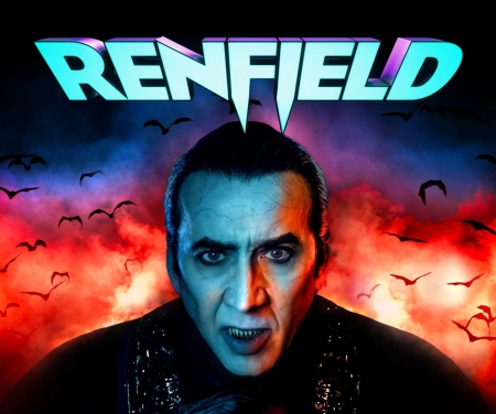 Renfield - actor, poster, nicolas cage, fire, man, vampire, dracula, renfield, halloween, red, movie