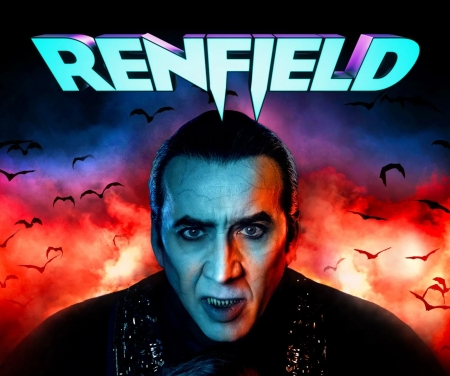 Renfield - actor, poster, nicolas cage, man, vampire, renfield, red, fire, movie, halloween, dracula