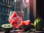 Watermelon and kiwi in a glass