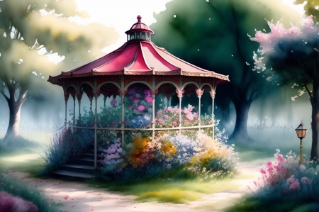 Abandoned carousel - elhagyatott korhinta, fak, festes, korhinta, szines, tajkep, termeszet, viragok