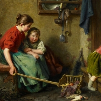 Children playing in the kitchen