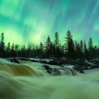 Aurora Borealis and Spring Snow Melt on the North Shore of Minnesota