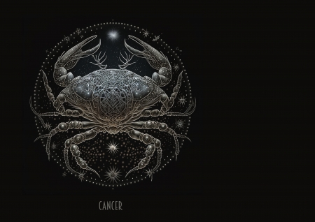 Zodiac ~ Cancer - black, fantasy, crab, cancer, astrology, stars, zodiac