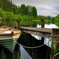 Boat in quiet lake