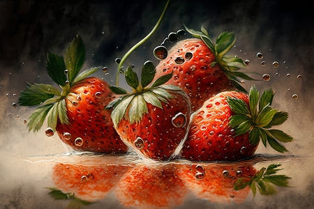 Strawberries with water drops - Ripe, Fruits, Strawberries, Tasty, Juice