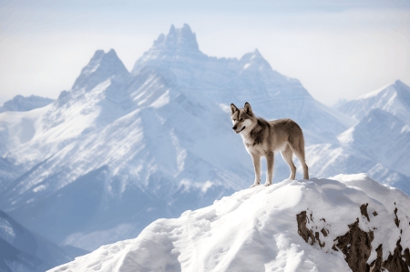 Wolf Mountain Peak - farkas, hegy, ho, husevo, teli