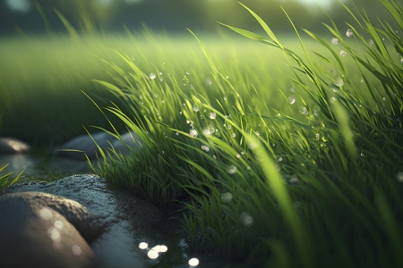 Meadow - Grass, Season, Green, Water drops, Environment