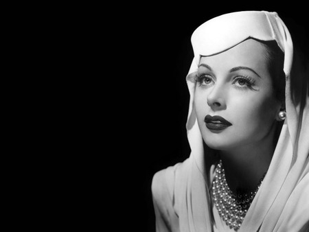 Hedy Lamarr - black, star, white, beautiful, eyes, face