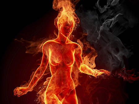 Shes Hot - flames, girl, fire