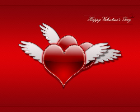 Heart With Wings - valentines day, love, heart, red