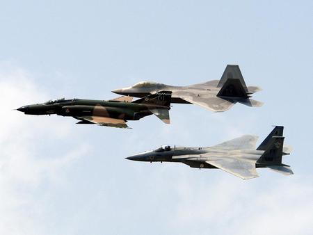 three generations - f22 raptor, f15c eagle, f4 phantom