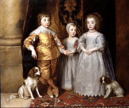 King Charles  II with spaniels. - dogs, costume, portrait, children, art