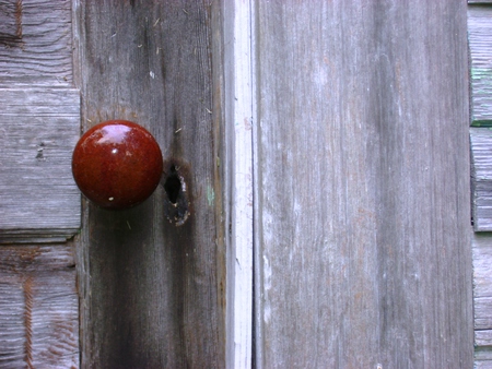 The Old House - close up, rust, back yard, original, wood, settlers, door, house, knob, old