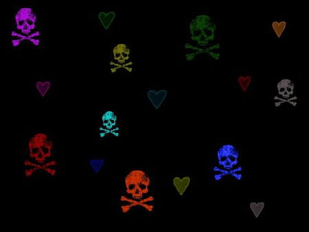 Skull heart RianbowBG.jpg - colors, kool, skulls