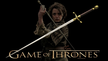 Arya and Needle 2 - game of thrones, sansa, desktop nexus, house stark, backgrounds, winter is coming, sword, needle, 1920x1080 only, jon snow, arya stark, winterfell, 1080p, hd wallpaper, dragon fire