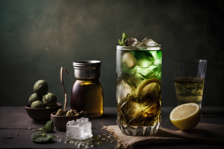 Cocktail with lime - Cocktail, Ice, Mint, Lime