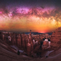 Milky Way arching over Bryce Canyon National Park in Utah