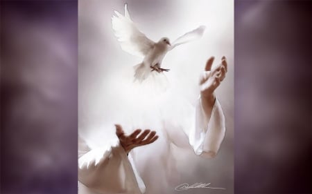 Holy Spirit - hands, Holy Spirit, dove, flight