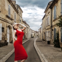 Blonde in a Red Dress