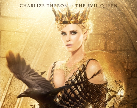 Snow White and the Huntsman 2012 - poster, yellow, queen, charlize theron, snow white and the huntsman, actress, ravenna, woman, movie, golden