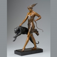 Goddess of the Hunt by Michael Parkes bronze sculpture