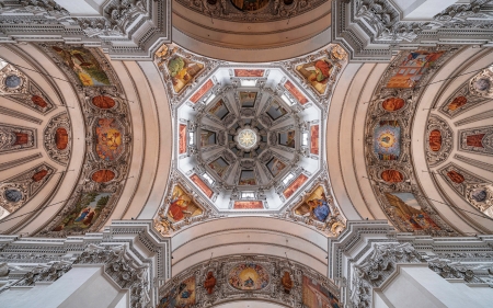 Salzburg Cathedral, Austria - cathedral, ceiling, Satzburg, Austria, dome