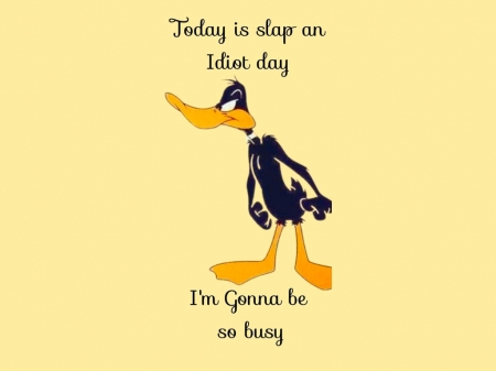 Idiot Day - vibrant, duck, yellow, vivid, orange, colorful, black, bright, bold