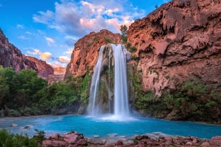 Havasu Waterfall, Arizona - usa, lake, nature, waterfall