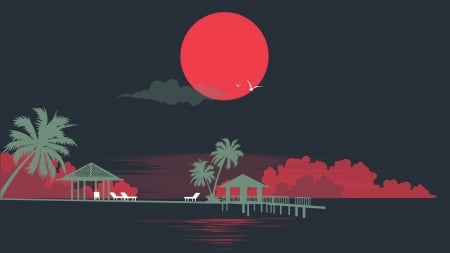 :) - synth, summer, vector, synthwave, black, fantasy, new retro, retrowave, sunset, green, red, art, vara, wave, palm tree