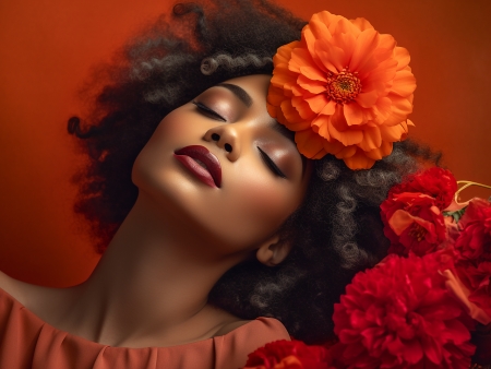 Beauty - csukott szemek, lany, modell, szepseg, viragok