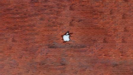 Apple Brick Wall - 4K - 4k, apple, brick, wall, wallpaper