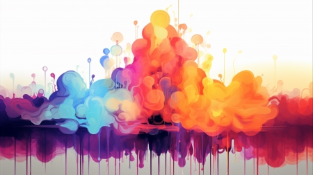 Cloudy Colorful Dripping Paint - colorful, Cloud, bright, painting, drip, colourful