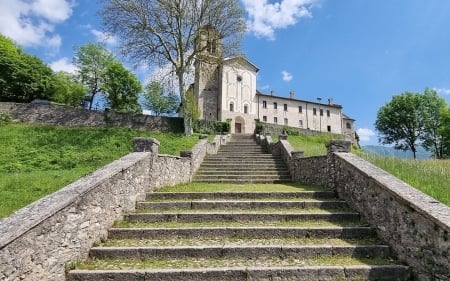 Staircase to Church - hill, stairs, Italy, stair, church